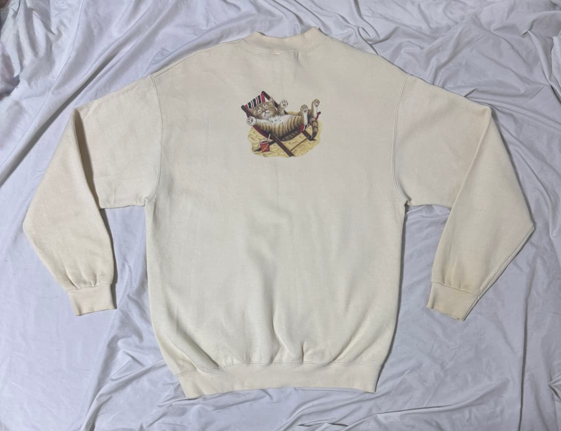 90s usa 리 헤비웨이트 캣 프린트 스웨트셔츠 상품이미지3