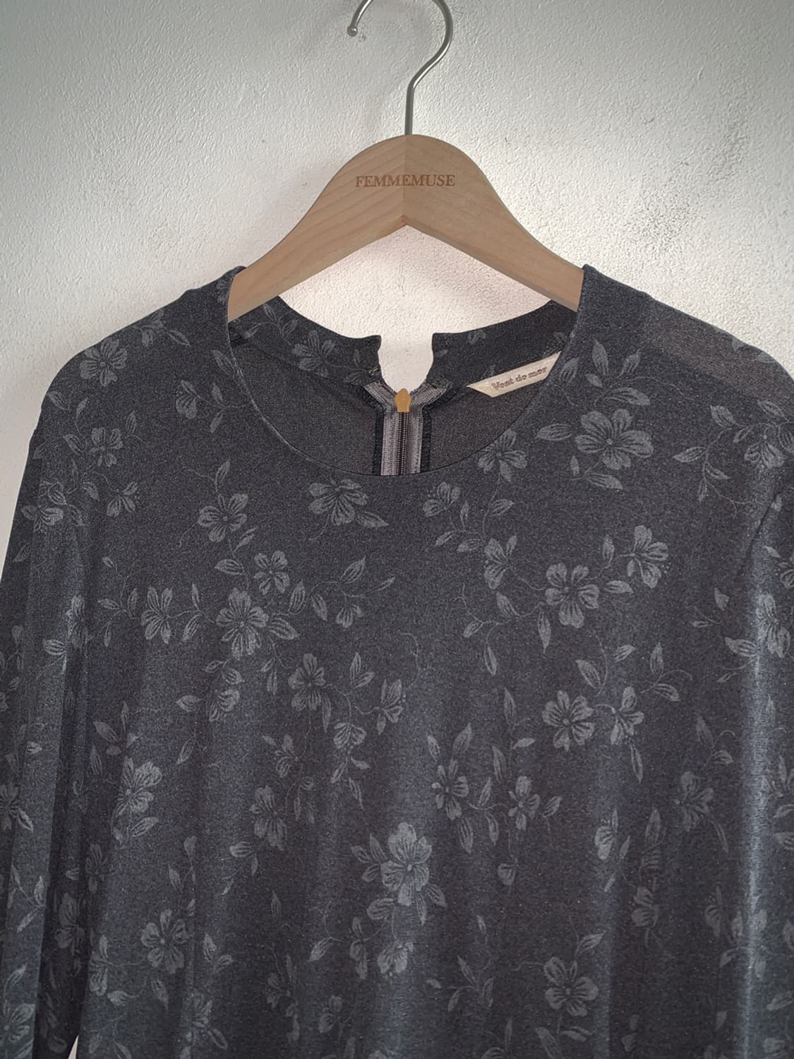 Grey flower slim belted dress 상품이미지3