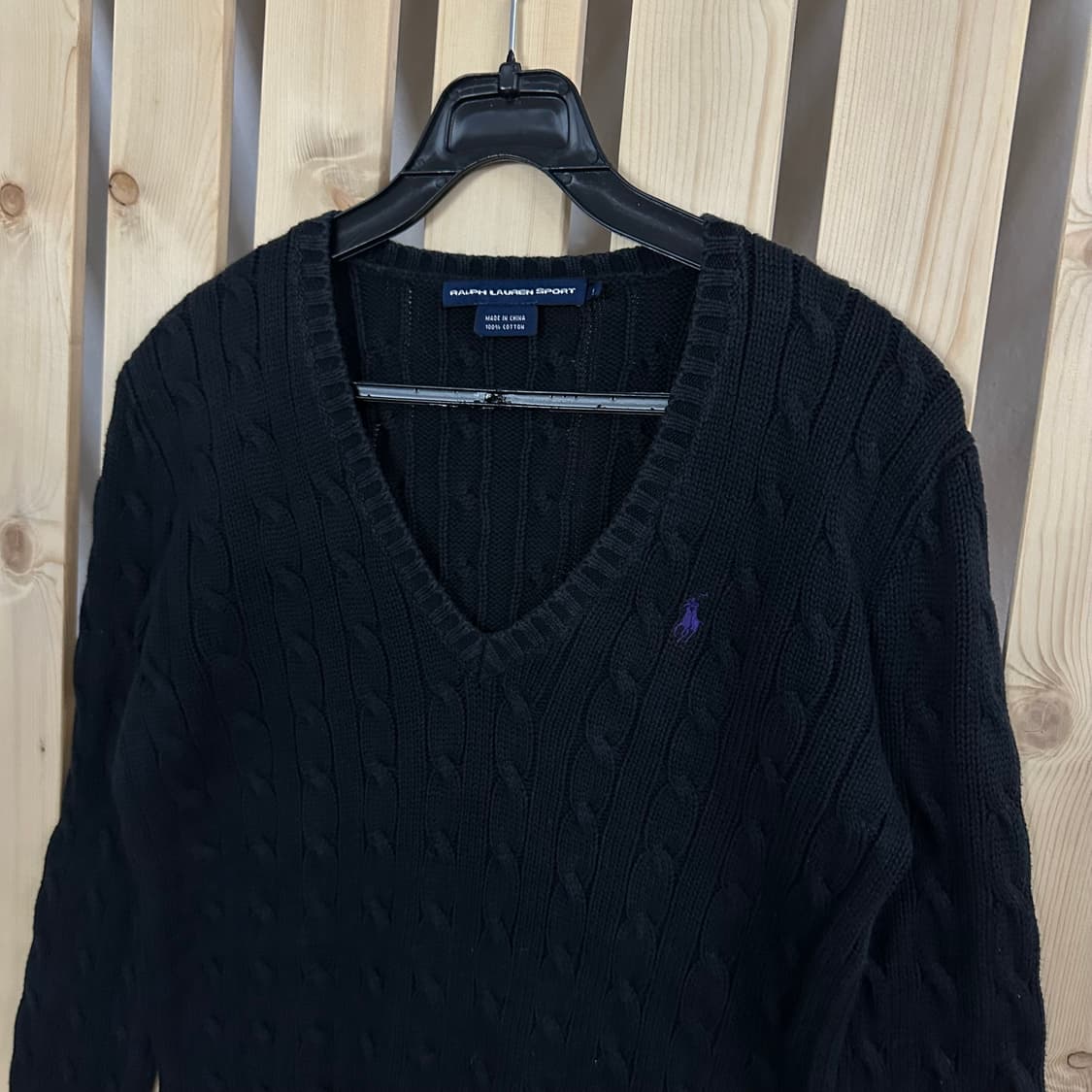 (S) 폴로 블랙 케이블 니트 스웨터 상품이미지3