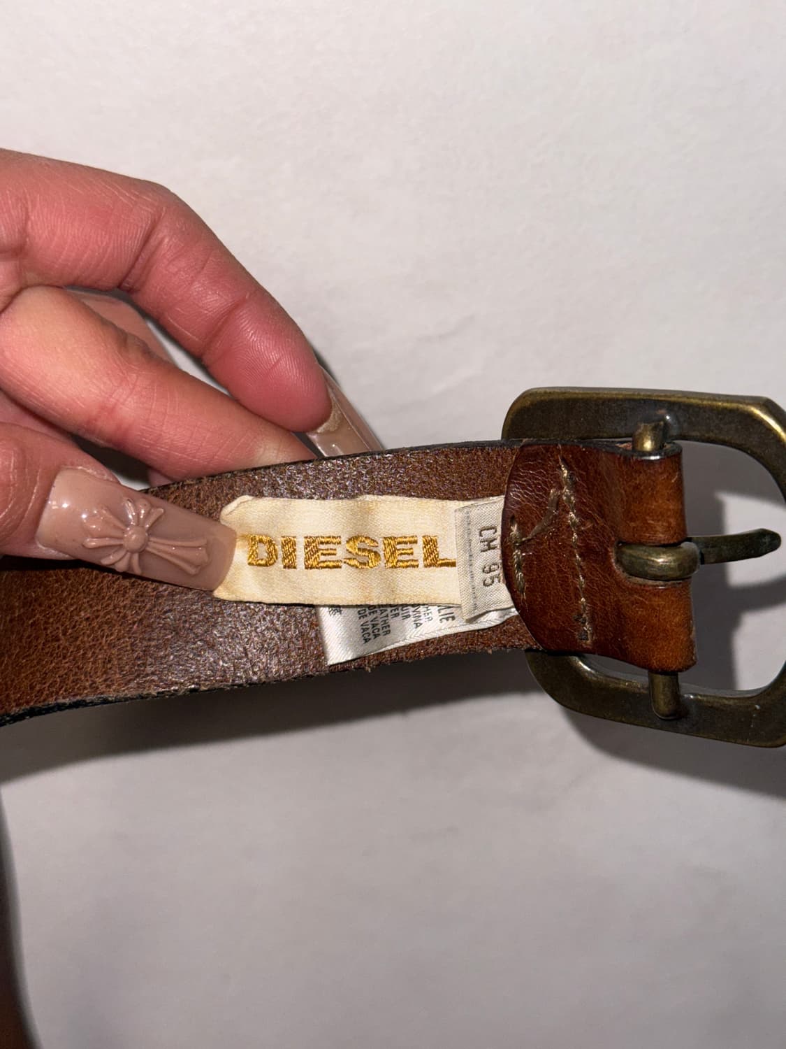 DIESEL brown cow skin logo belt 상품이미지7