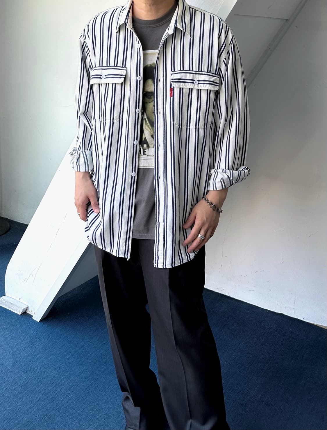 Stripe pattern cotton work shirt 상품이미지9