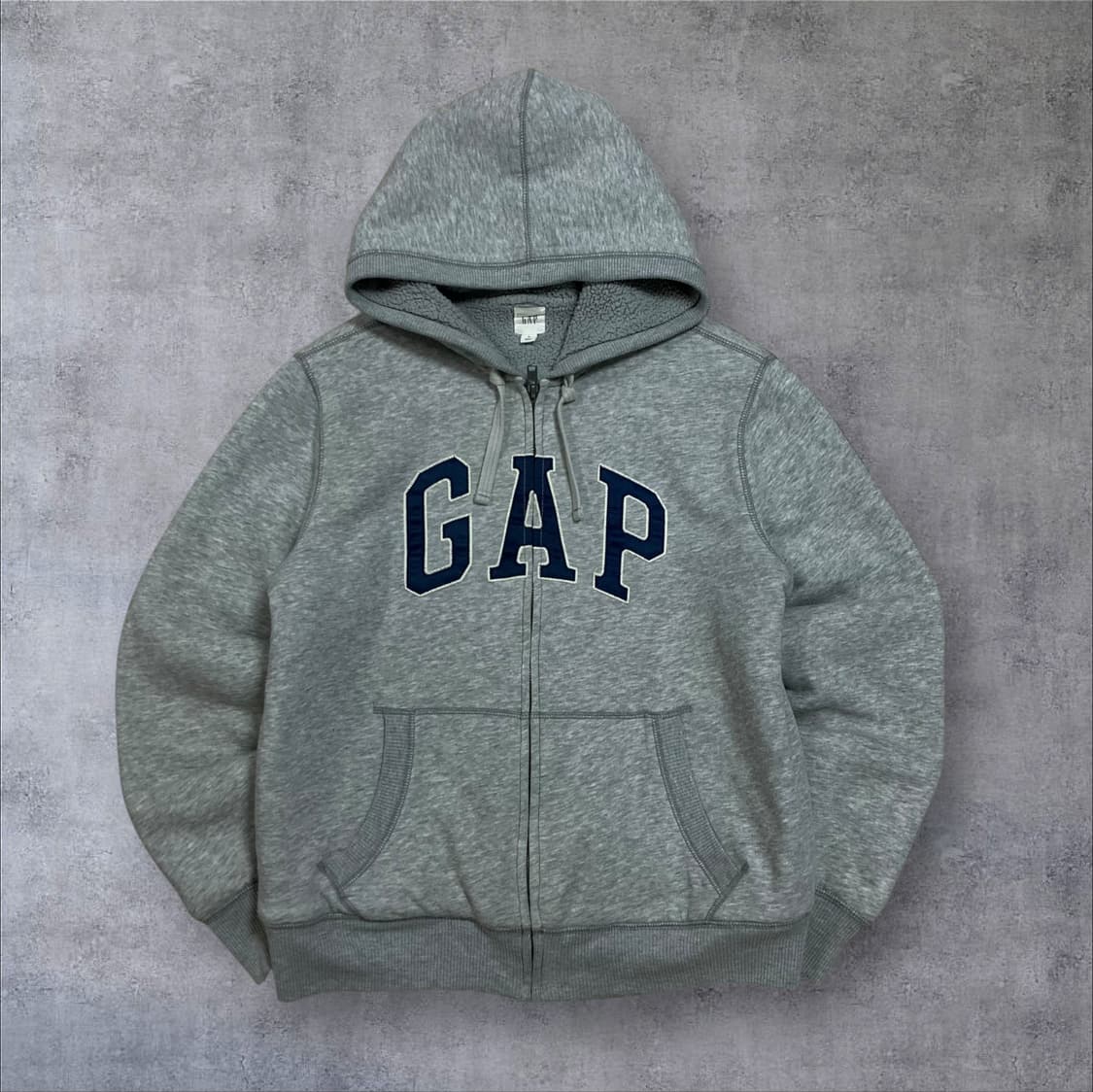 GAP 스펠아웃 빅로고 그레이 후드 집업 상품이미지1