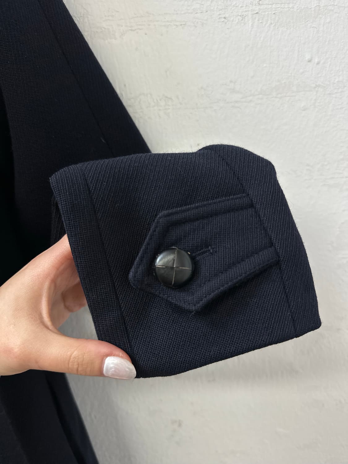 일본빈티지 울 100% 네이비 후드 코트  상품이미지4