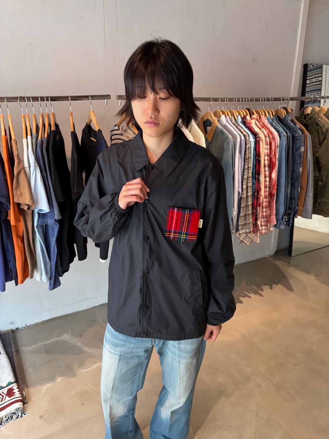 Lonsdale 체크 포켓 코치 자켓 M 상품이미지4