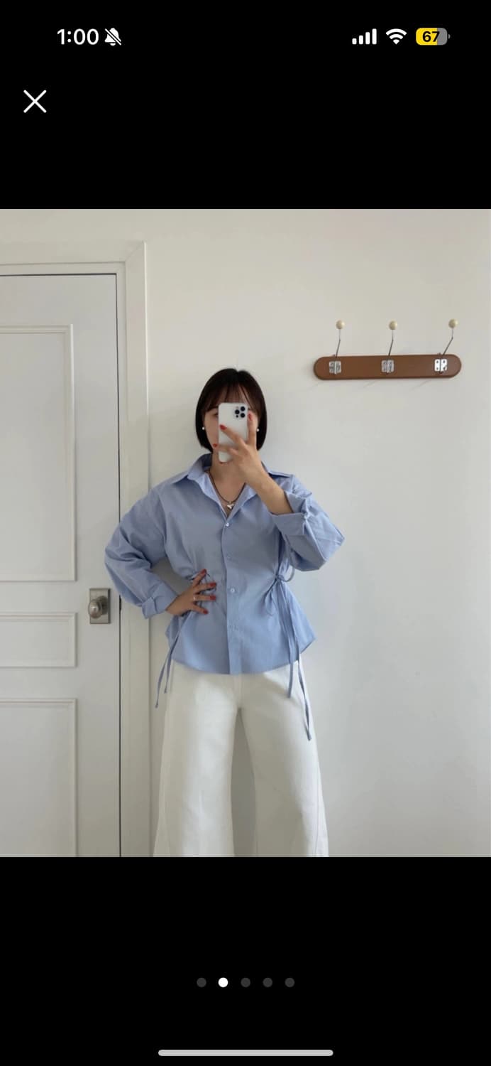 투데이보니 라인 허리끈 셔츠 블라우스 상품이미지3