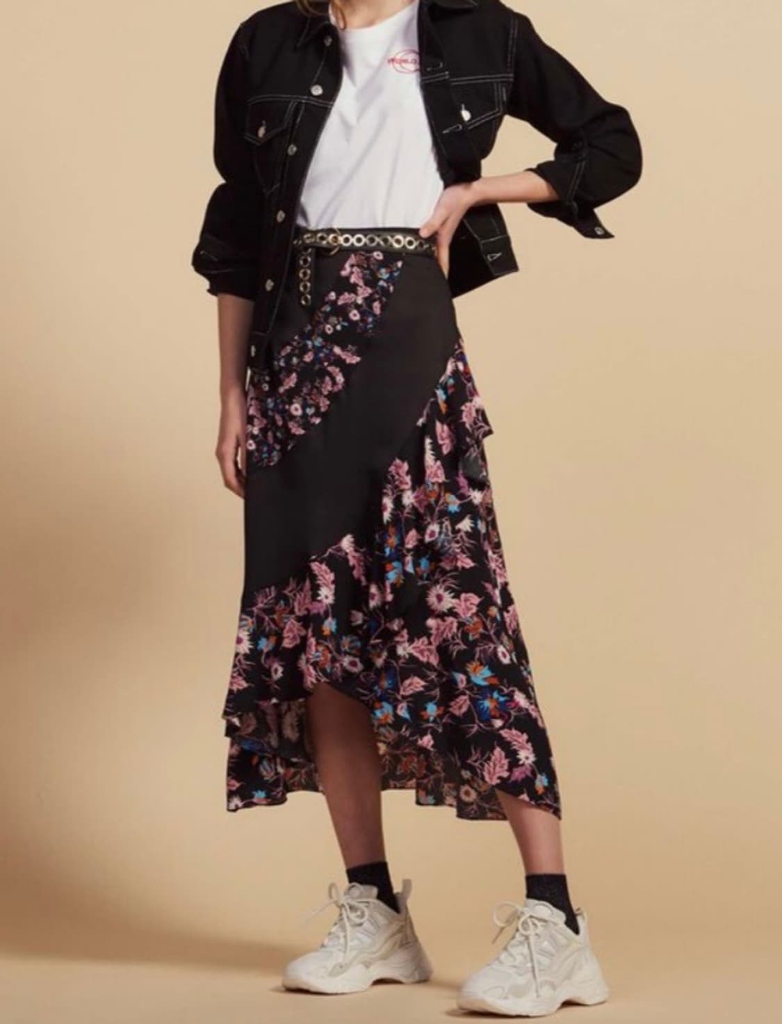 산드로(SANDRO) 플로럴 러플 스커트 상품이미지1