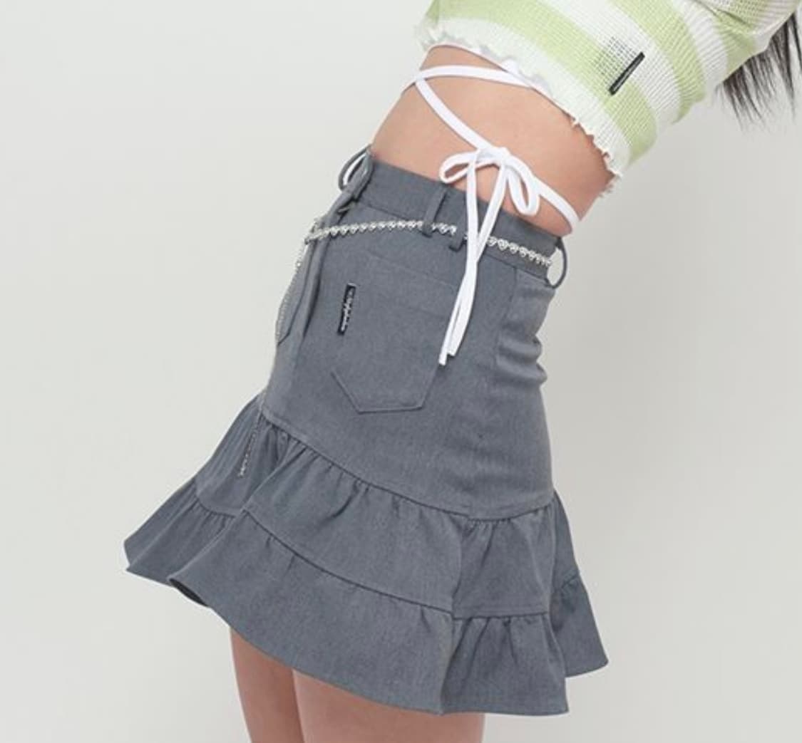 어글리쉐도우 레트로 스커트 그레이 (S) y2k 긱시크 갸루 빈티지 치마 상품이미지1