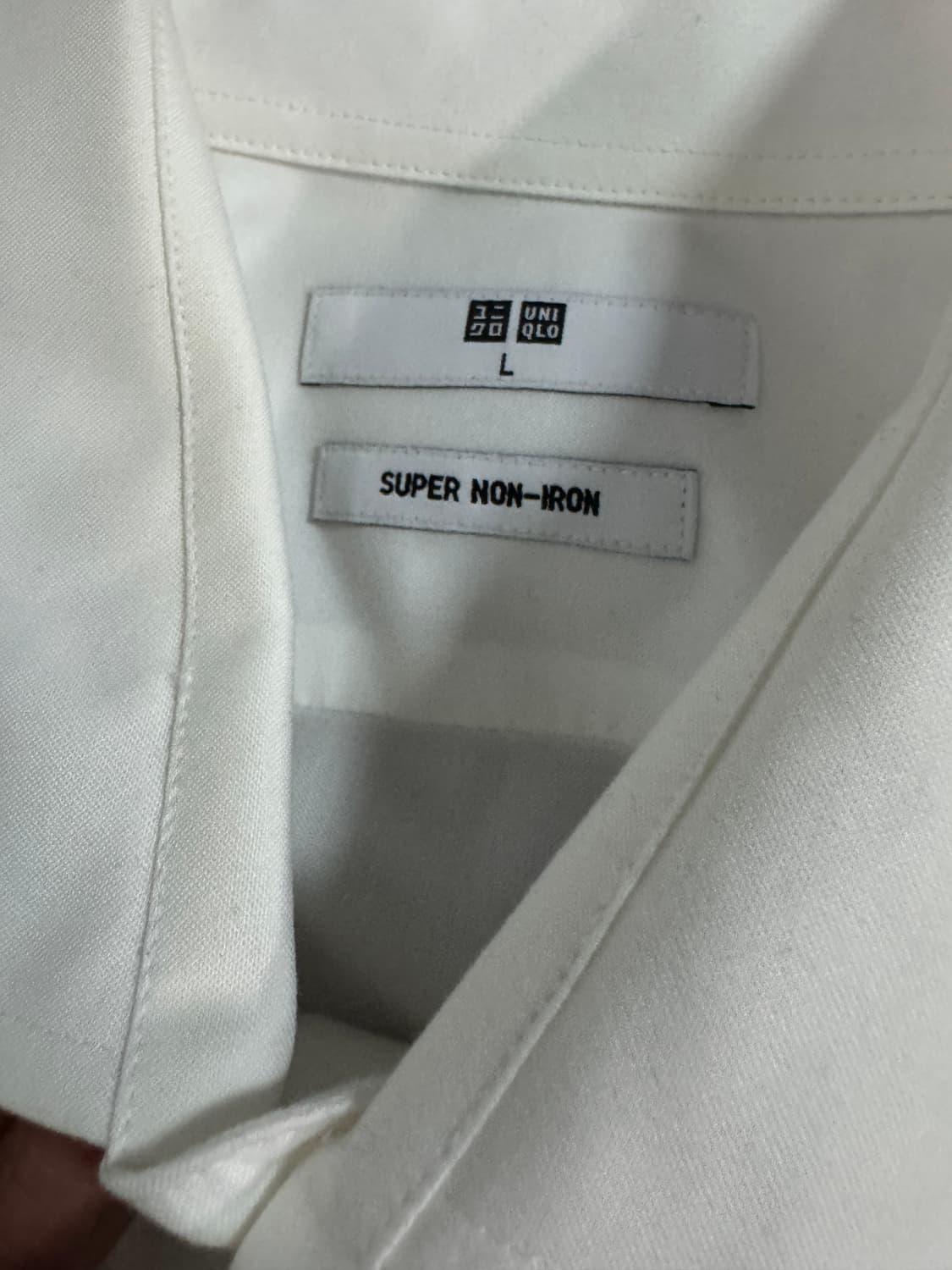 유니클로 슈퍼 논 아이론 화이트 코튼 셔츠 L 상품이미지3