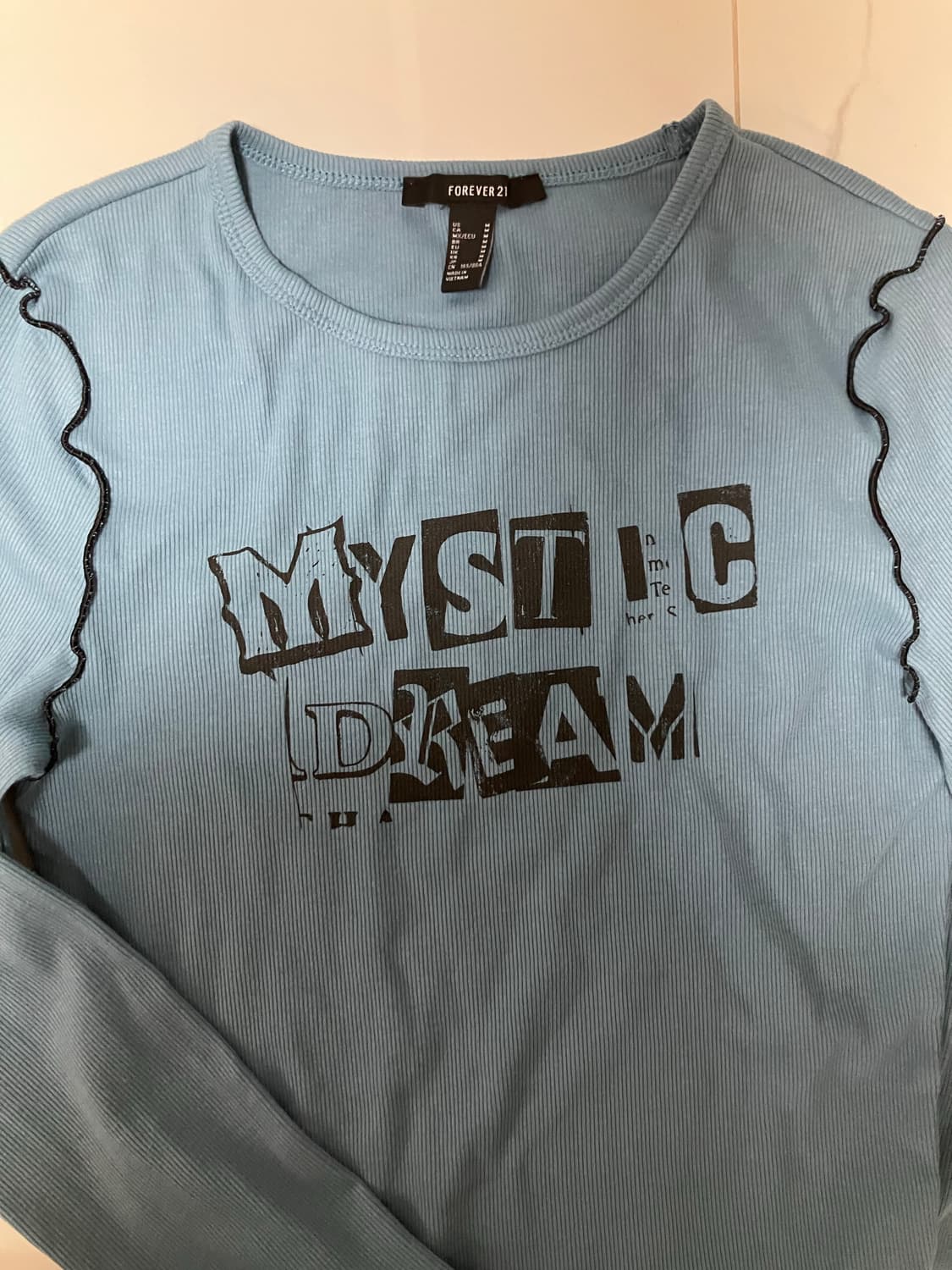 Y2K 딱붙핏 emo 레이어드 레튜스 헴 더스트 블루 면 긴팔 쭉티  상품이미지3