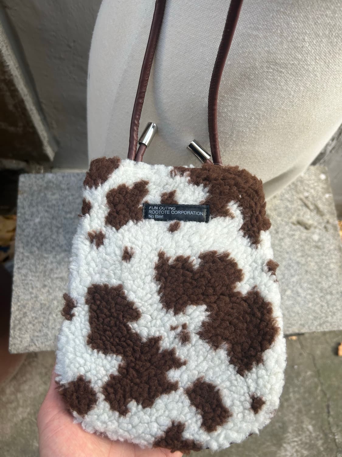 일본빈티지 모리걸 양털 브라운 미니 크로스백 상품이미지2