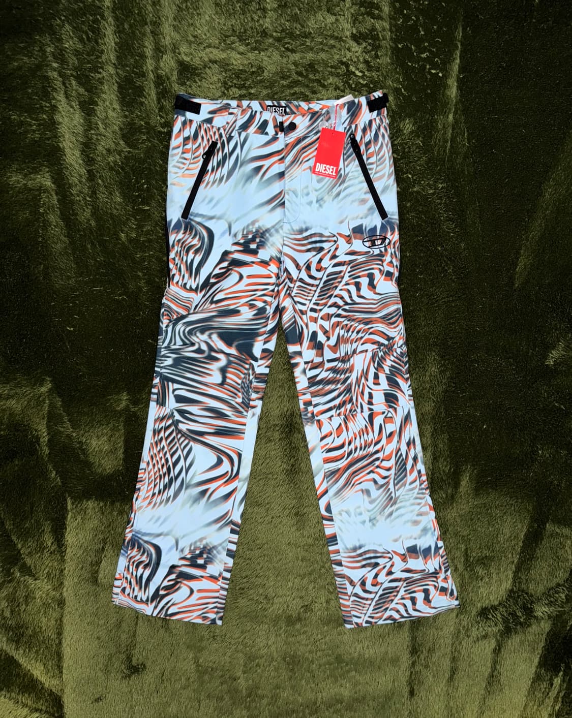 [32] 디젤 옵티컬 그래픽 엠브로더리 로고 부츠컷 팬츠 블루 상품이미지1