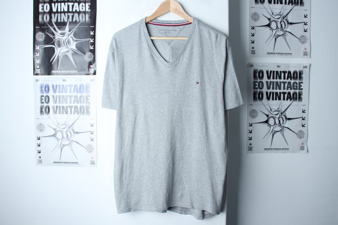 (L-XL) 타미힐피거 반팔 티셔츠 브이넥 무지 기본-H30722 상품이미지2