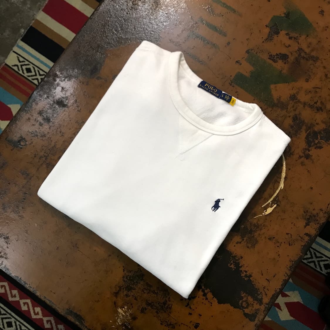 폴로랄프로렌 화이트 기모 맨투맨 스웨트셔츠 남성 105 110 사이즈 상품이미지1
