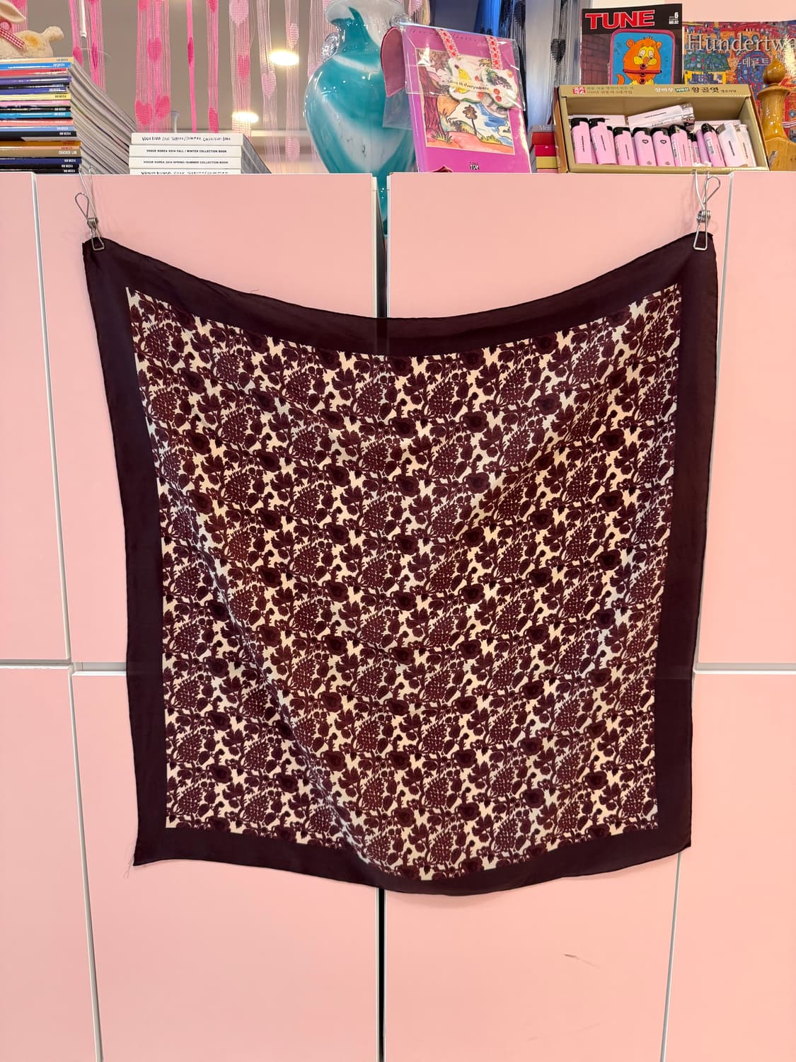 빈티지 에스닉 브라운 패턴 스카프 상품이미지4