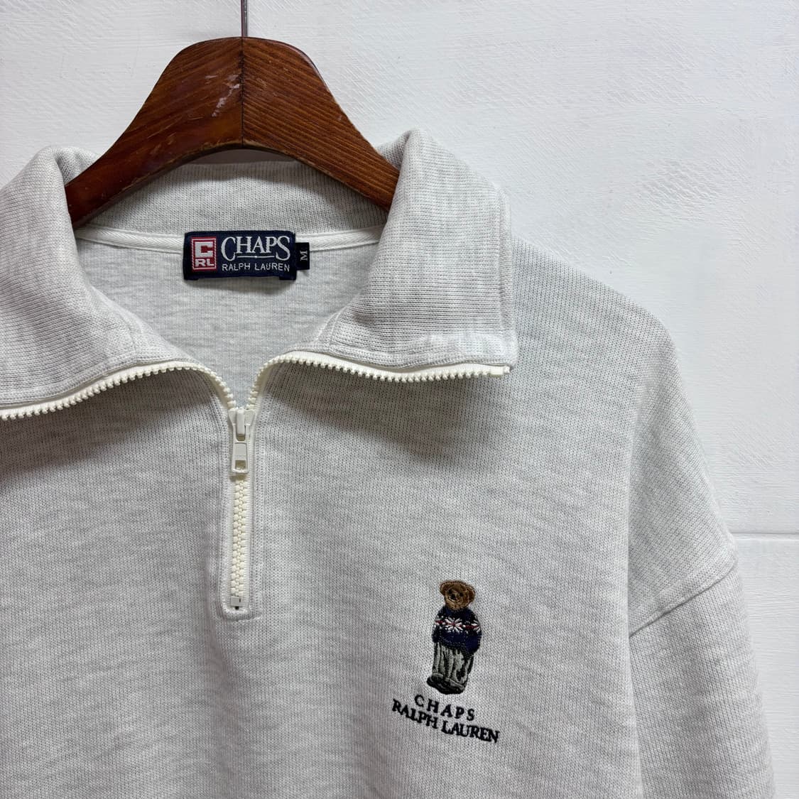 90's CHAPS Ralph Lauren 베어 반집업 스웻셔츠 M 상품이미지2