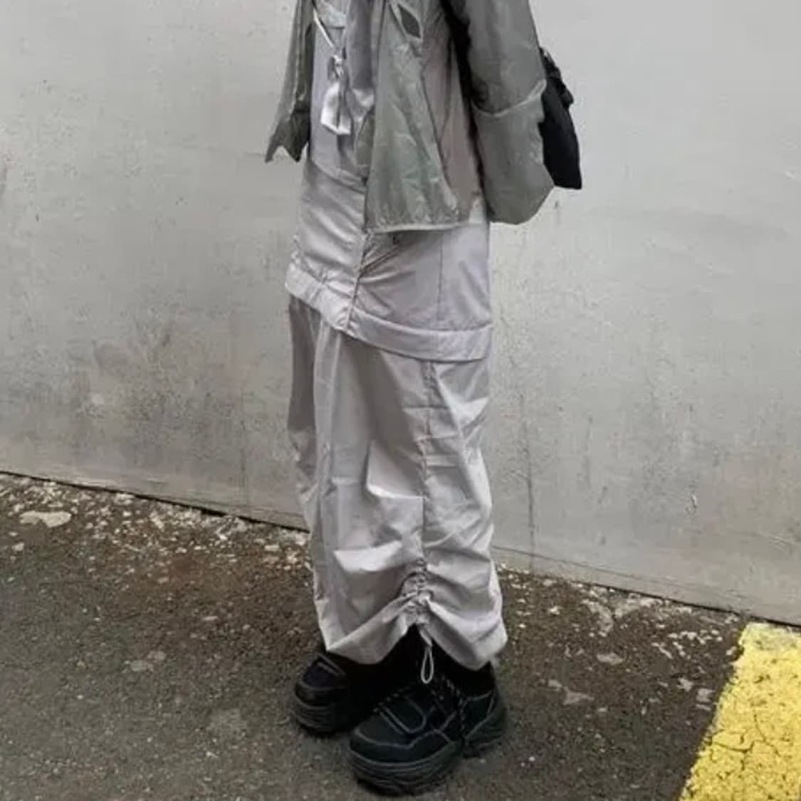 오호스 OJOS 3way 쓰리웨이 나일론 스트링 스커트 그레이 상품이미지4