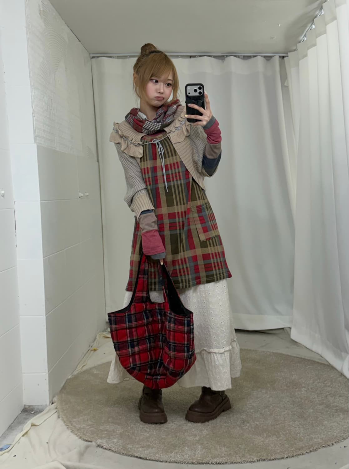 패치워크 체크 너드 하구미 야상 코디세트 상품이미지2