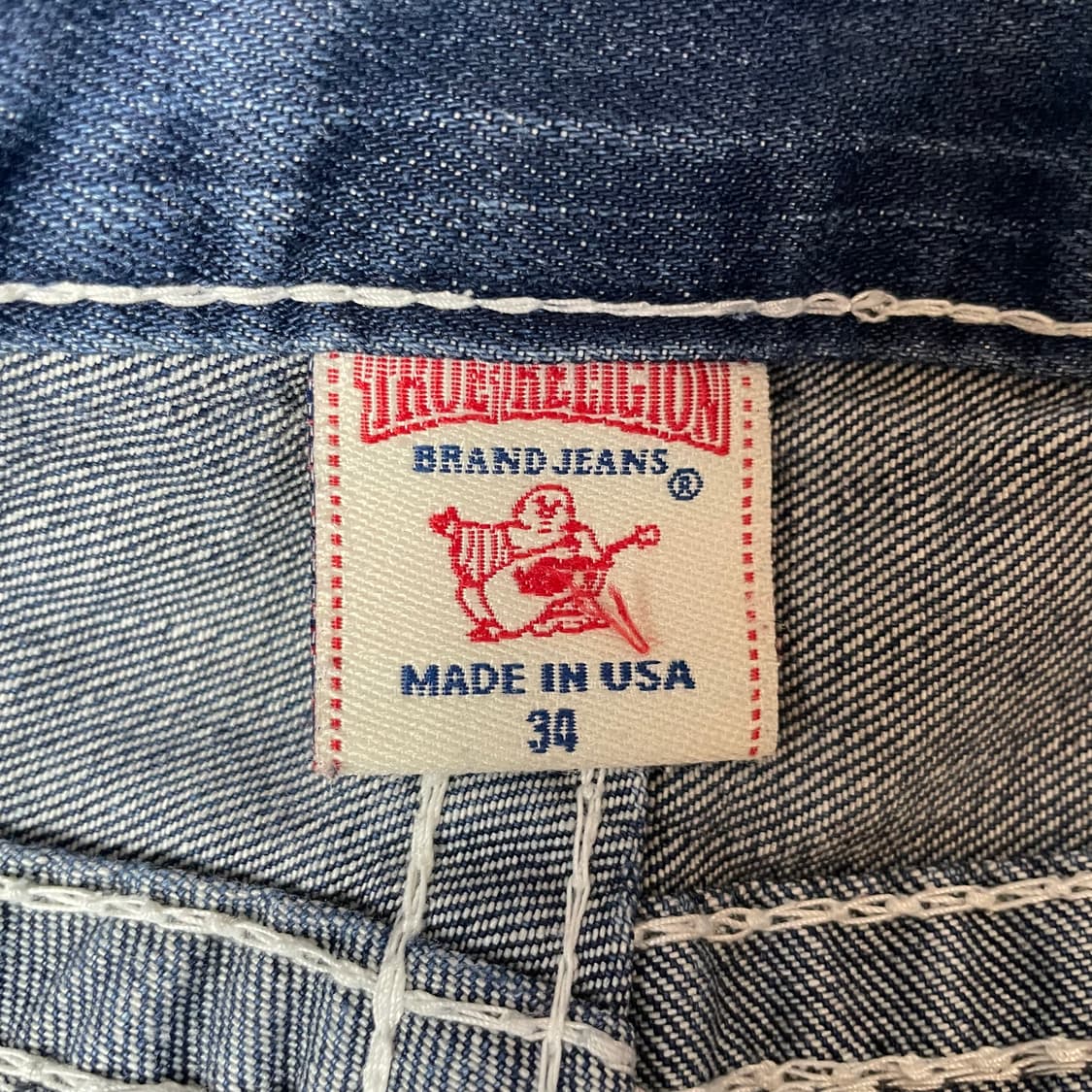 (34) 트루릴리젼 자수 화이트 스티치 데님 일자 팬츠  상품이미지5