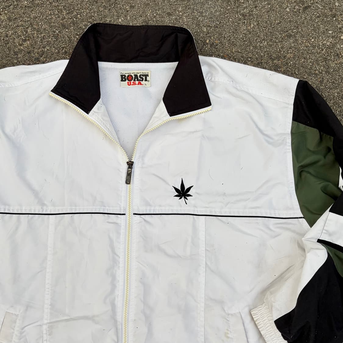 90s USA VTG 마리화나 자수 올드스쿨 오버핏 바람막이 L 상품이미지4
