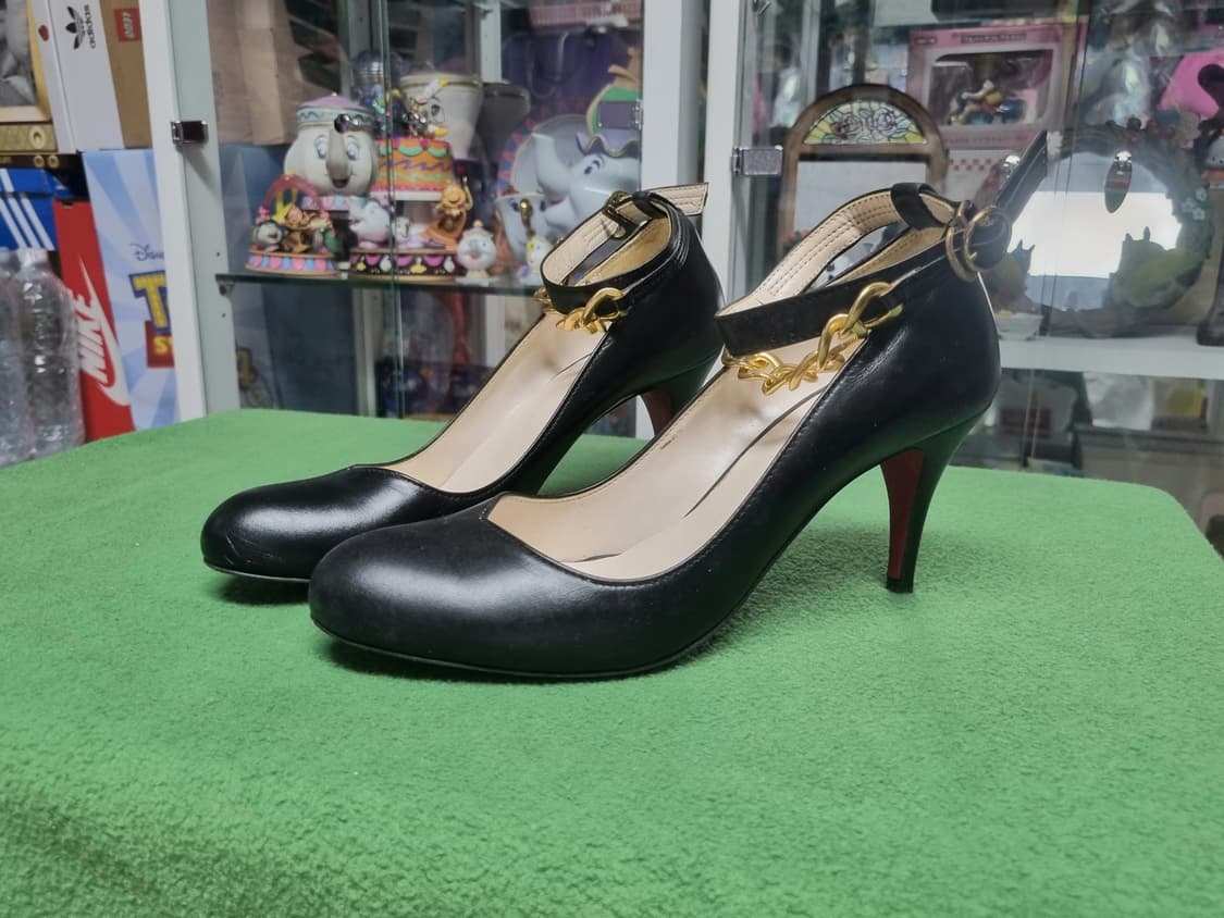 발목 체인 검정 가죽 힐 상품이미지2