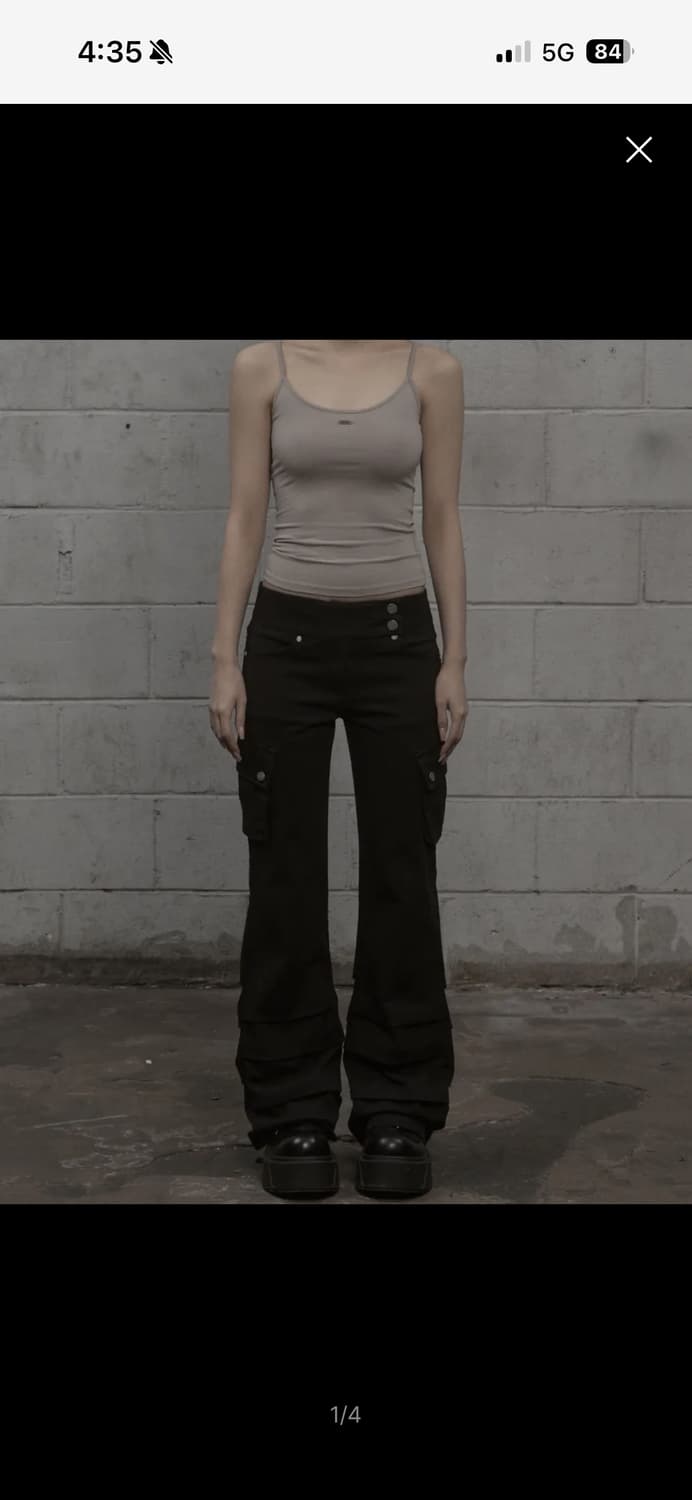 카키포인트 Cargo Shirring Bootcut Pants black 상품이미지2
