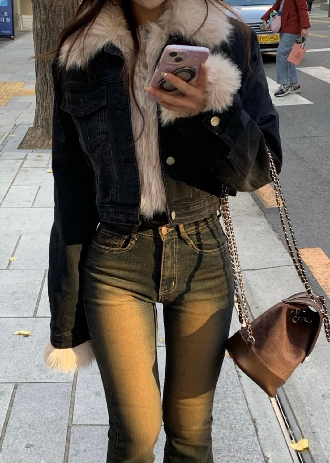 디어셀린 블랙 퍼 누빔 자켓 상품이미지2