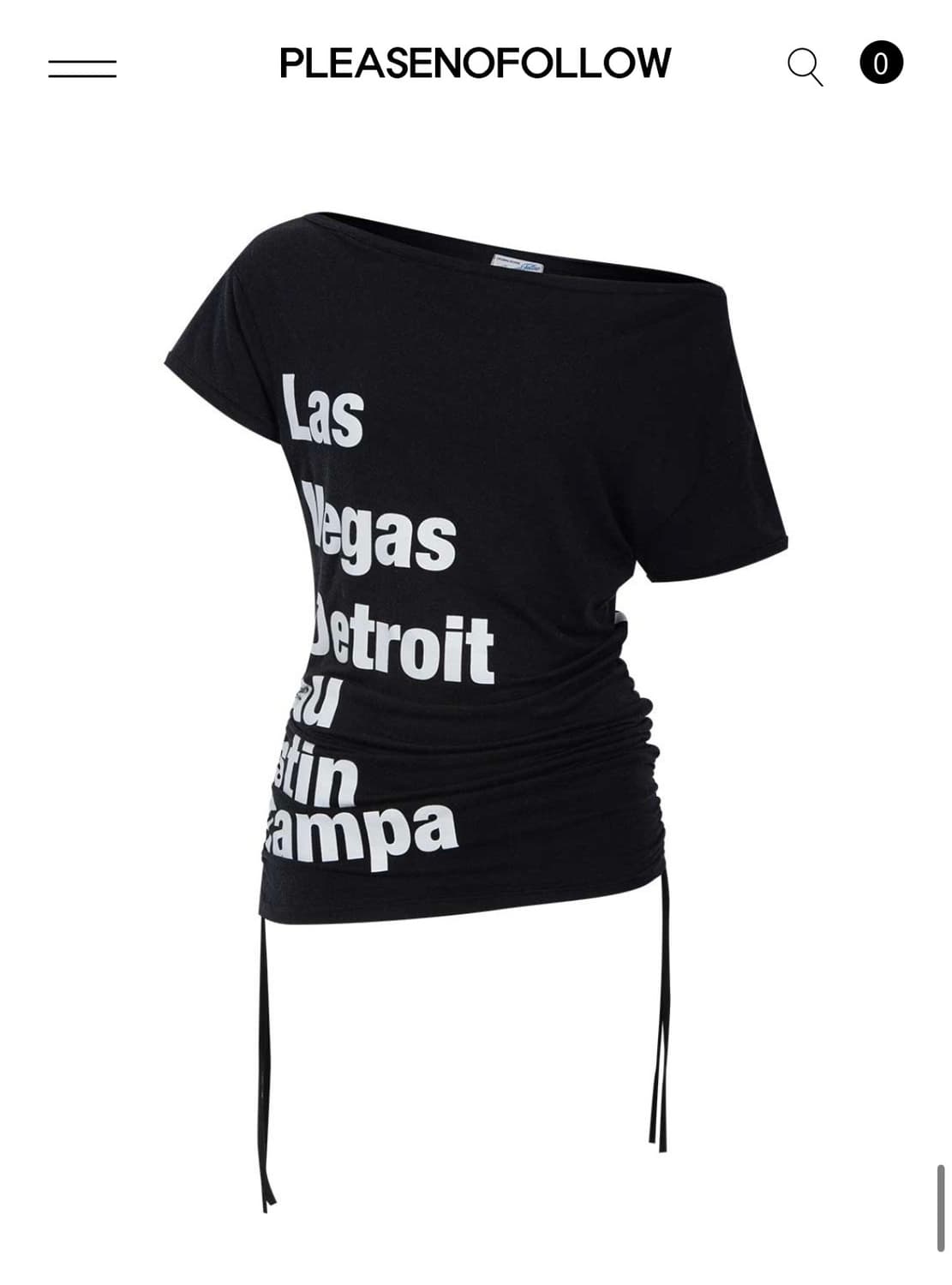 플리즈노팔로우) Sara Lettering Shirring Top BK 상품이미지2
