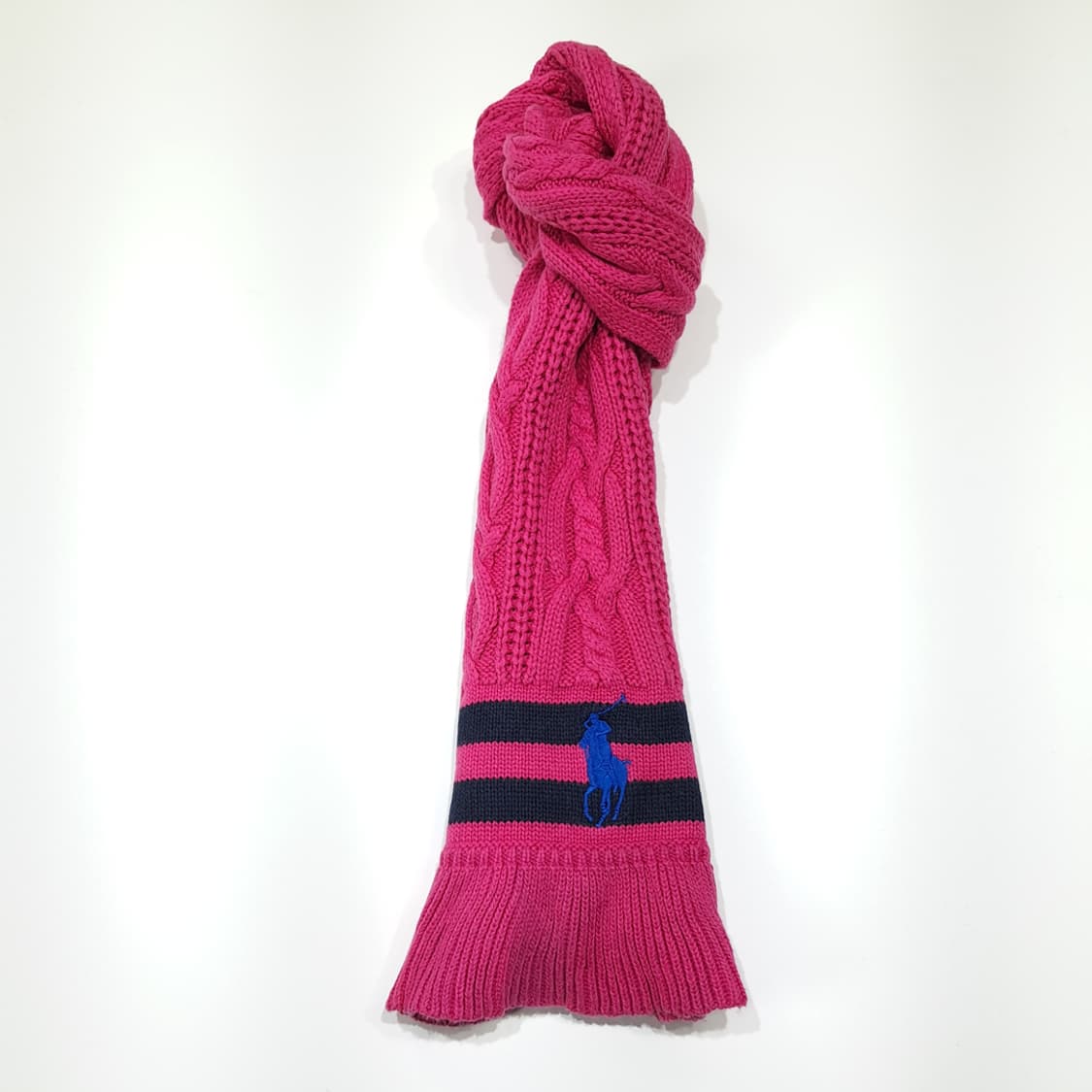 MX645 폴로 00s 피마코튼울 케이블 프릴 핫핑크 머플러 목도리 상품이미지3