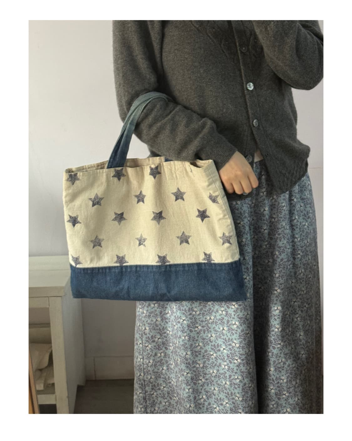 별가방 별패턴 별무늬 별스탬프 손가방 일본빈티지 상품이미지4