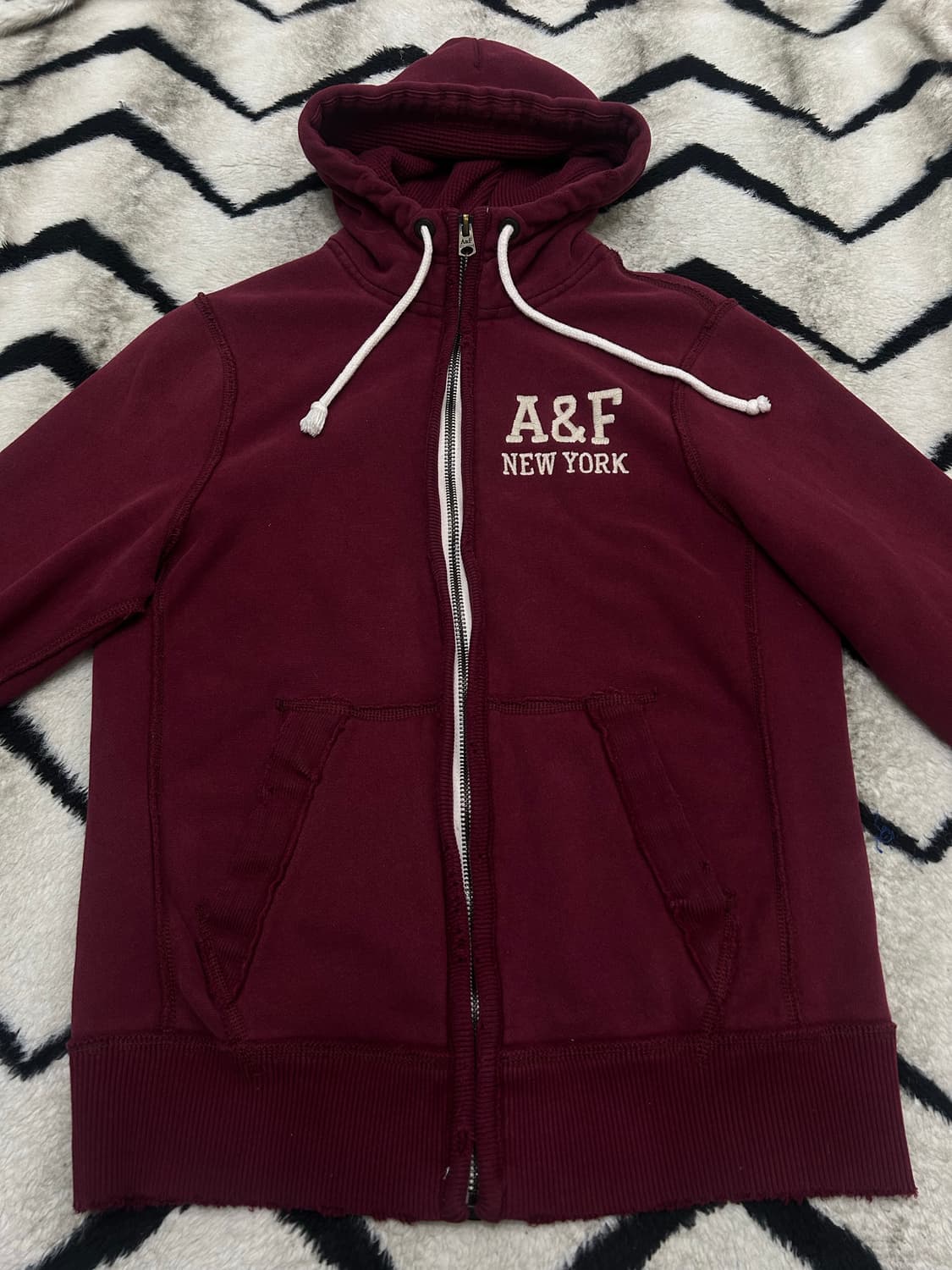 [L]아베크롬비 그런지 후드집업/기모/버건디 상품이미지3