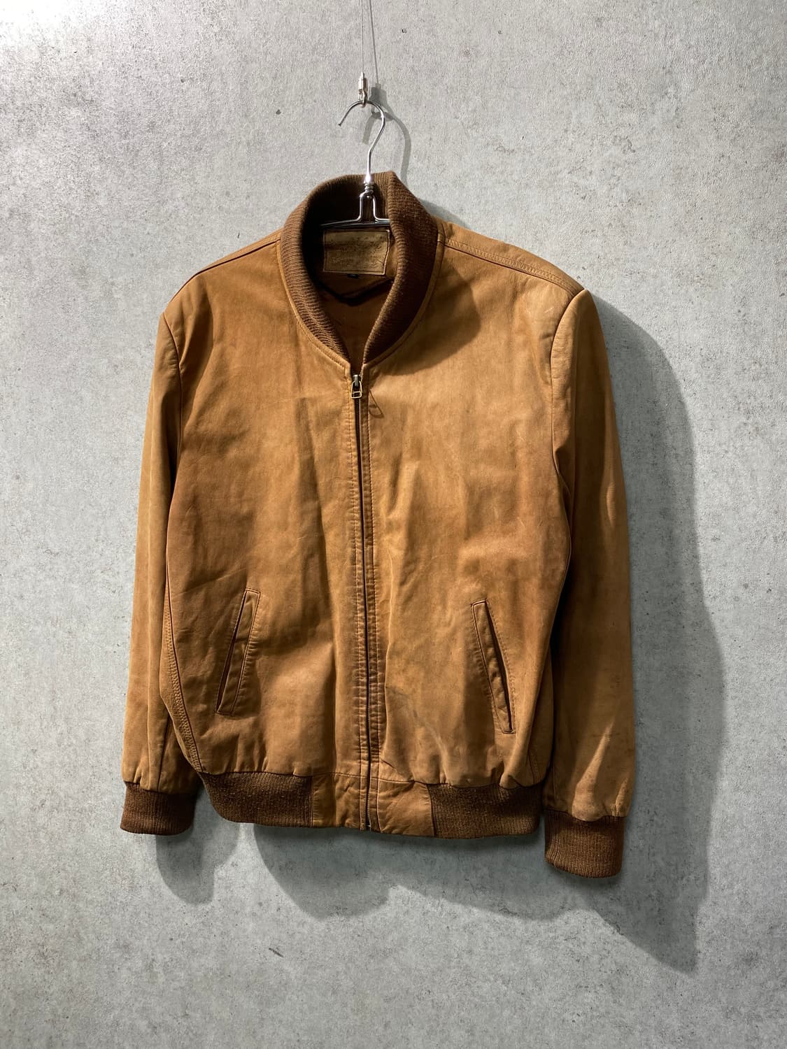 [XL] 8-90s Vintage 빈티지 소가죽 스웨이드 블루종 상품이미지1