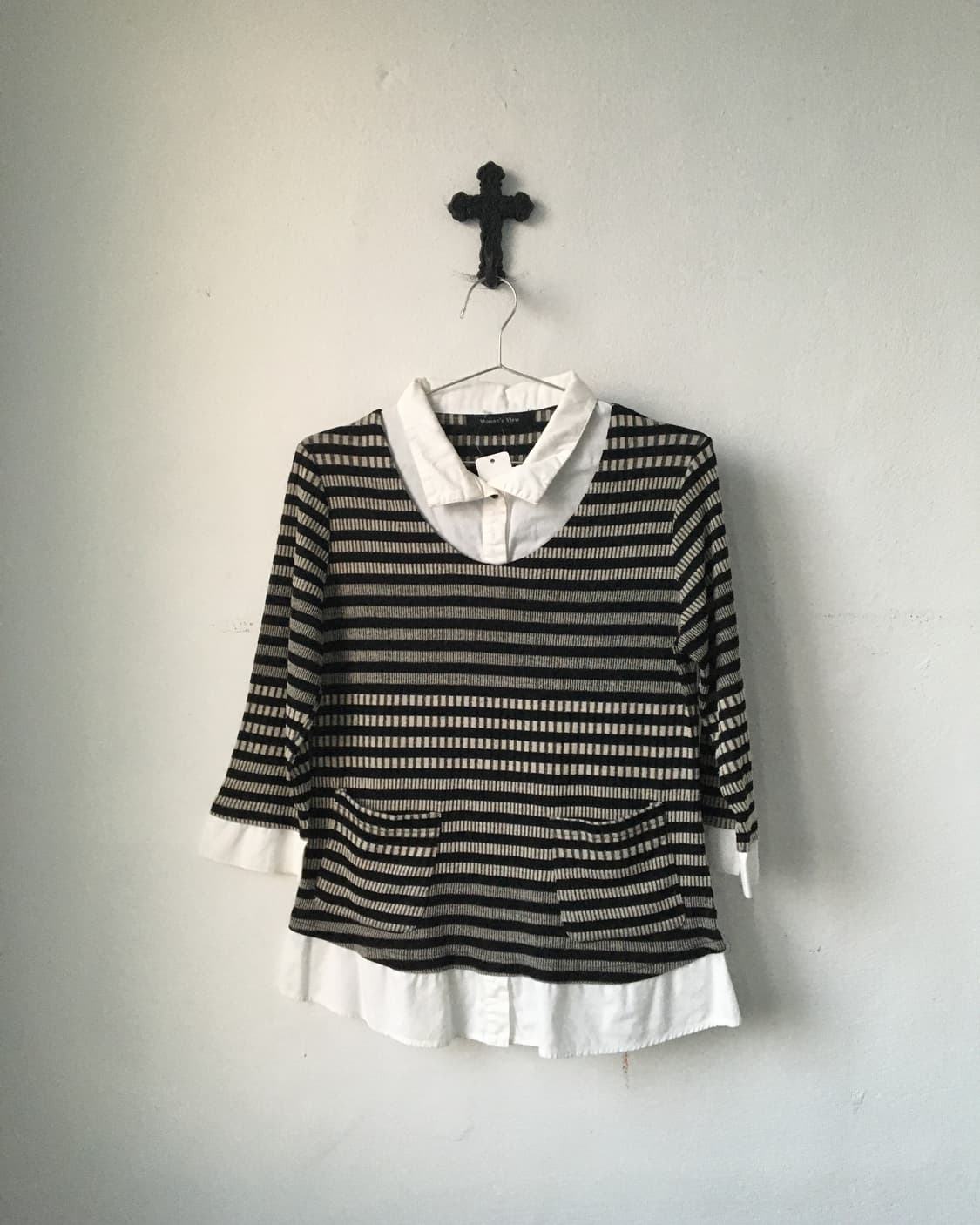 Shirt layered stripe pattern knit 상품이미지2