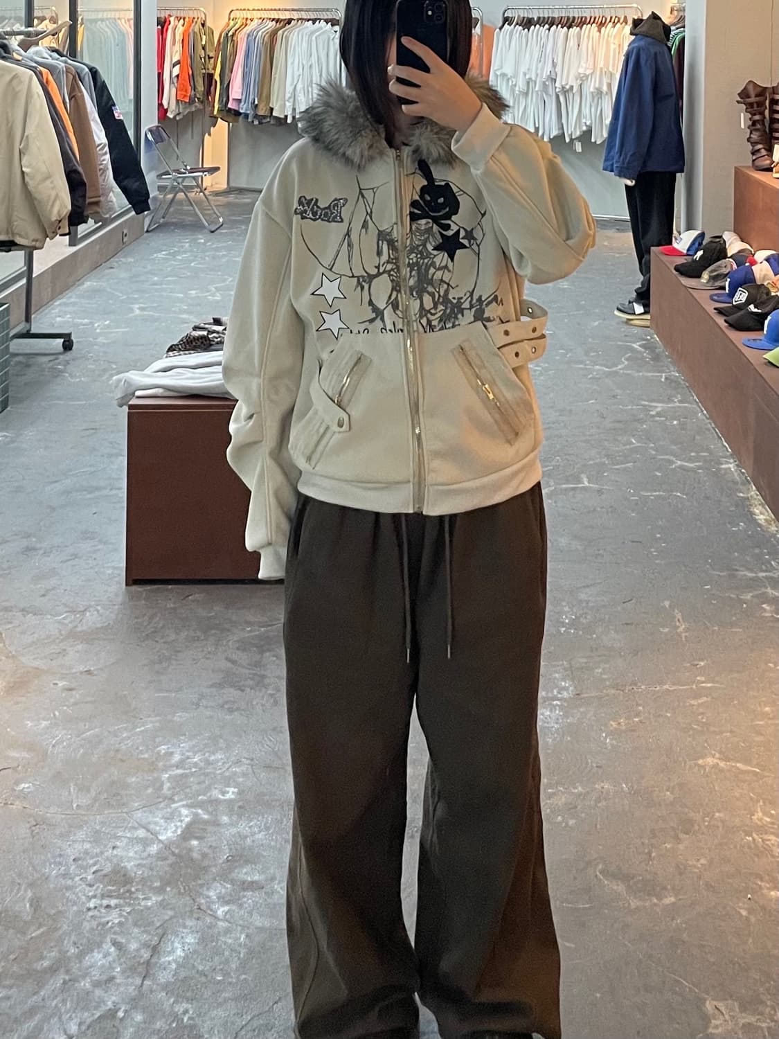 빈티지 y2k 모피 칼라 토끼귀 후드집업 H1254 상품이미지1