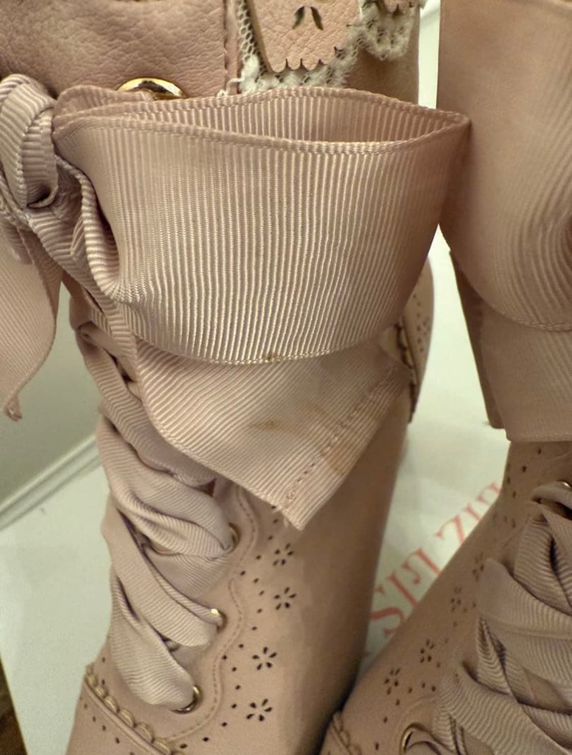 리즈리사 레이스업 부츠 핑크 베이지 L사이즈 240 상품이미지6