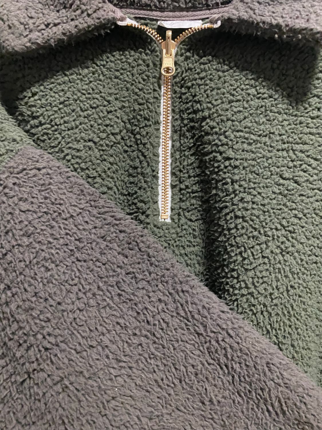 오어 코튼플리스 하프집업 카키 상품이미지2