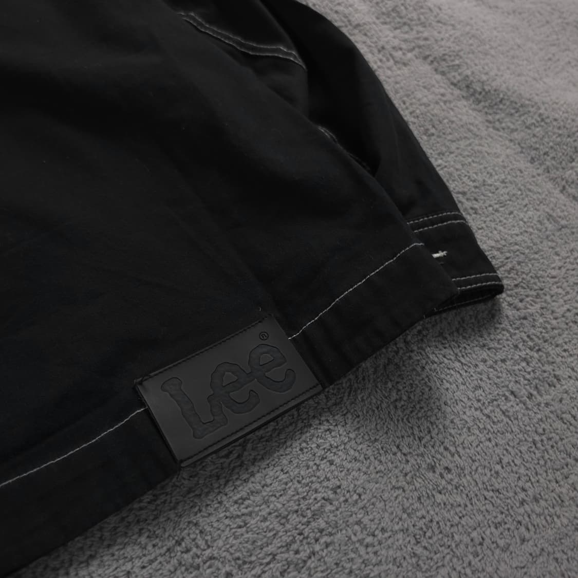 Lee 아웃 스티치 가죽 패치 트러커 자켓 블랙 (XL)  상품이미지4