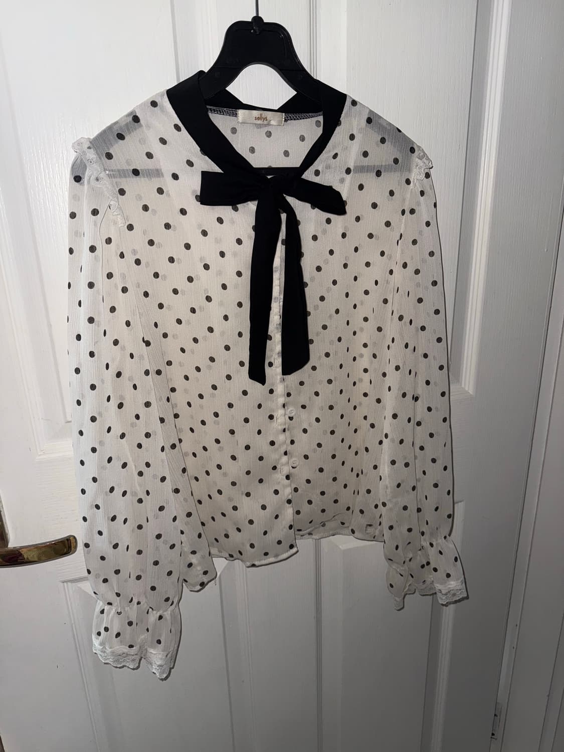 Sellys 도트 리본 레이스 블라우스 상품이미지7