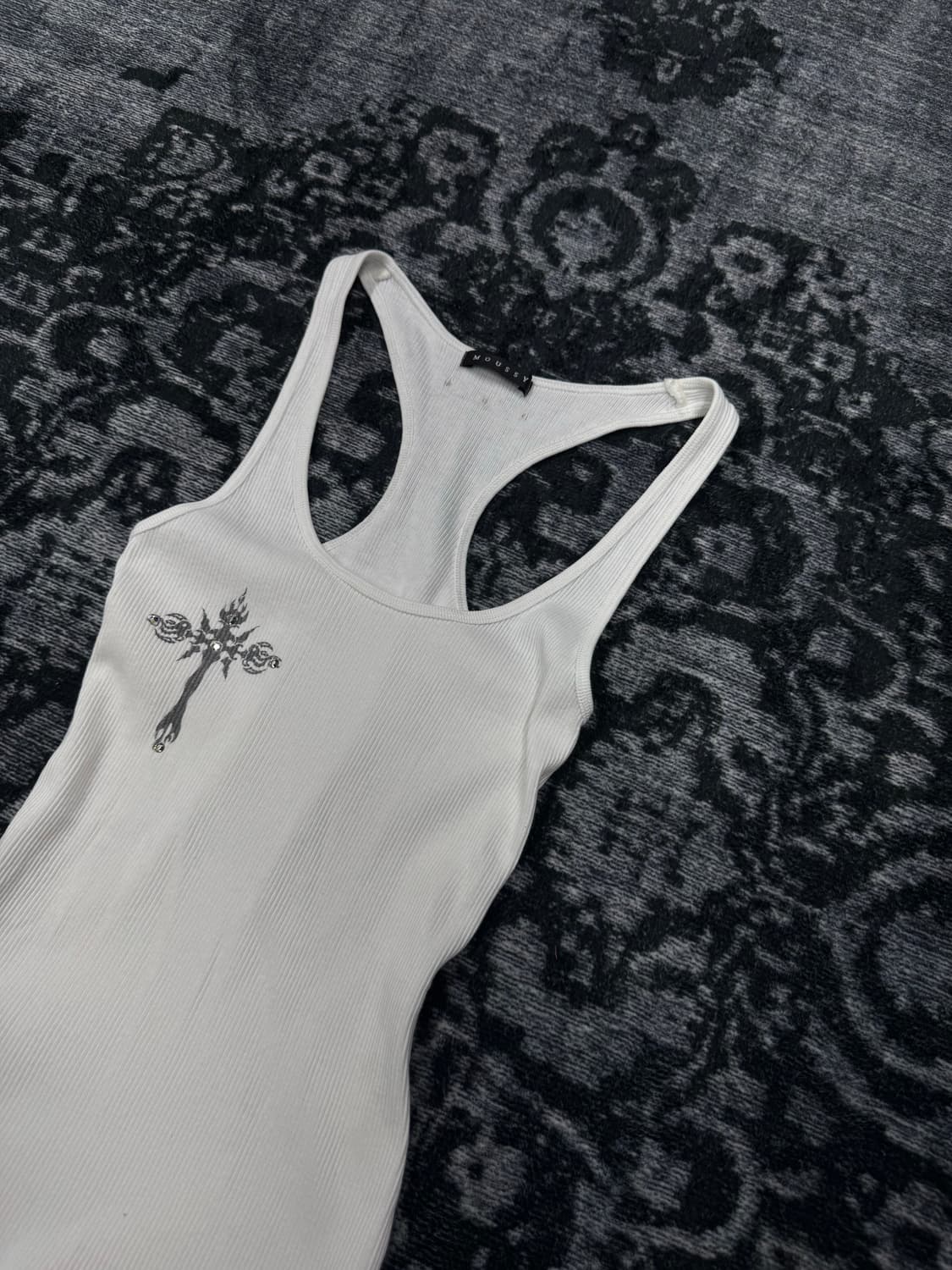 Moussy cross lettering ribbed sleeveless 상품이미지3