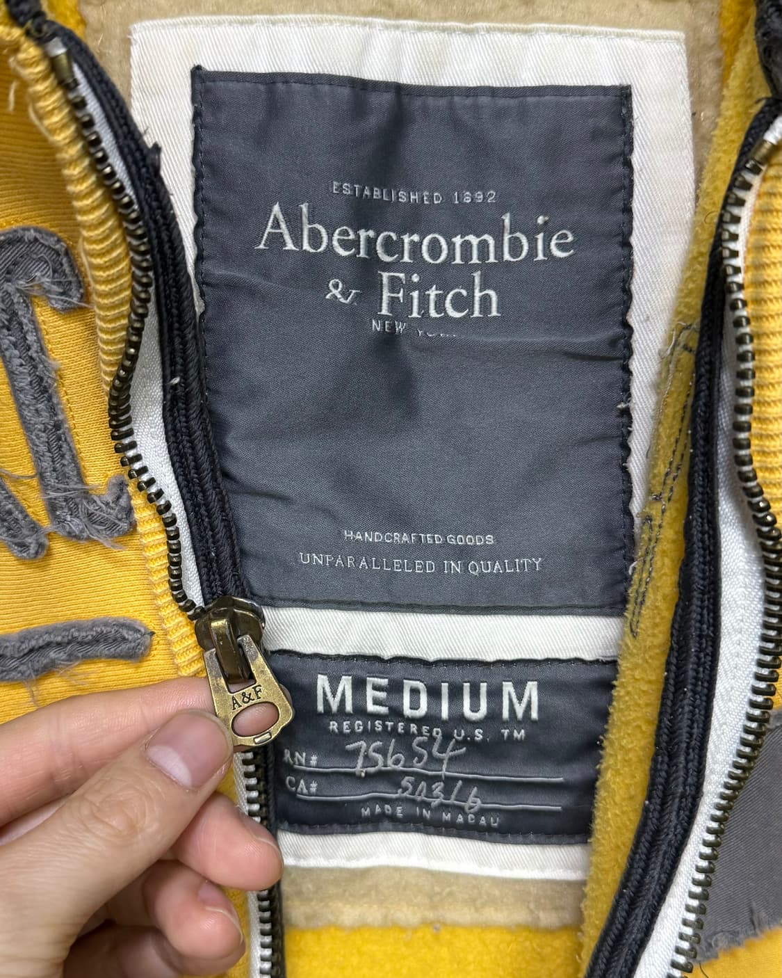 아베크롬비 옐로우 노랑색 스웻 후드 집업 빈티지 y2k 양홍원 M 95 상품이미지5