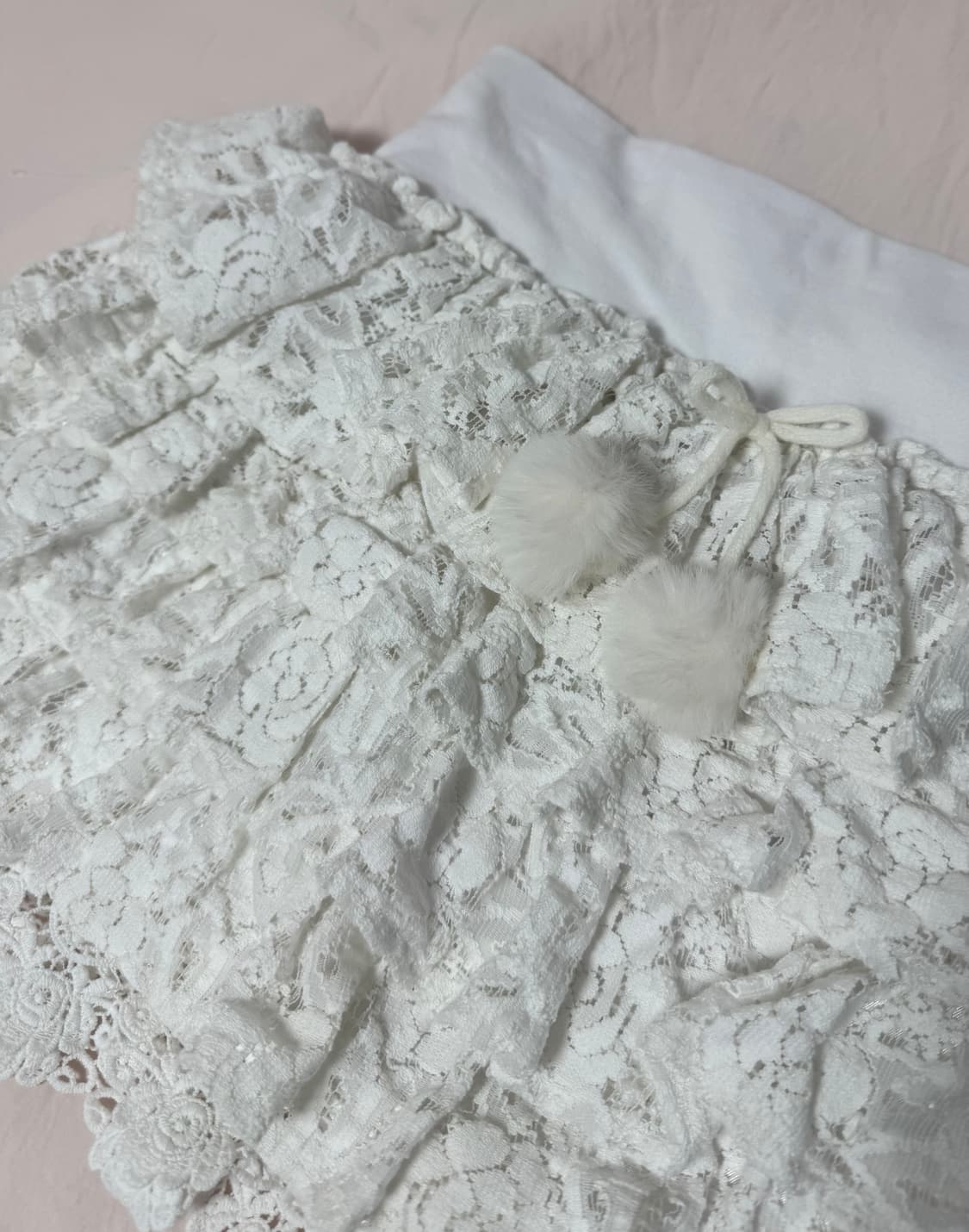 빈티지) 대대장 세실맥비 폼폼이 레이스 큐롯 스커트 화이트 리즈리사 갸루 상품이미지5