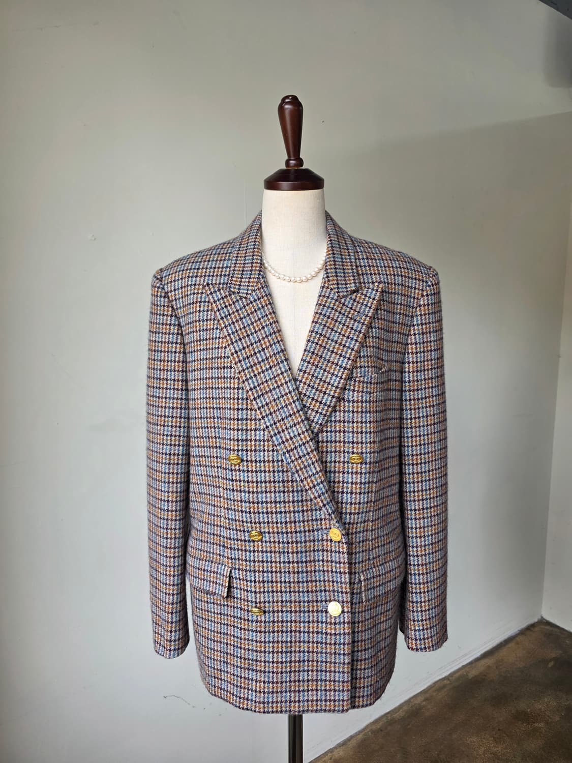 INGEBORG 체크 골드 버튼 더블 브레스티드 자켓 상품이미지2