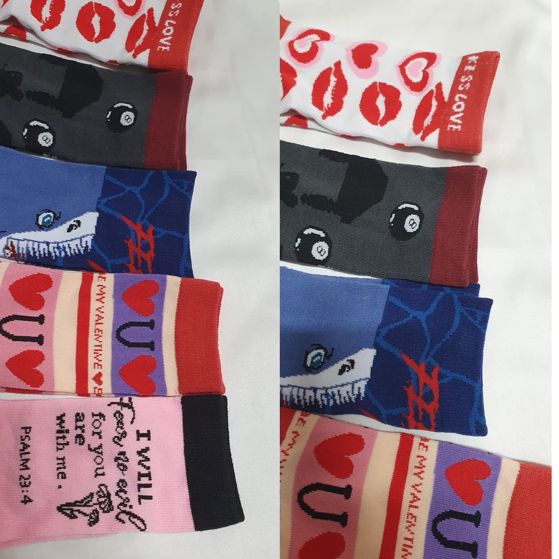 5컬레 가격~ 레드 그레이 네이비 핑크 하트 립 당구 에이치앤엠 양말  상품이미지5