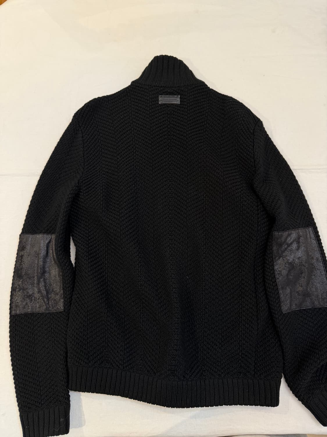 아르마니 익스체인지 비건레더 니트집업 블랙 상품이미지2