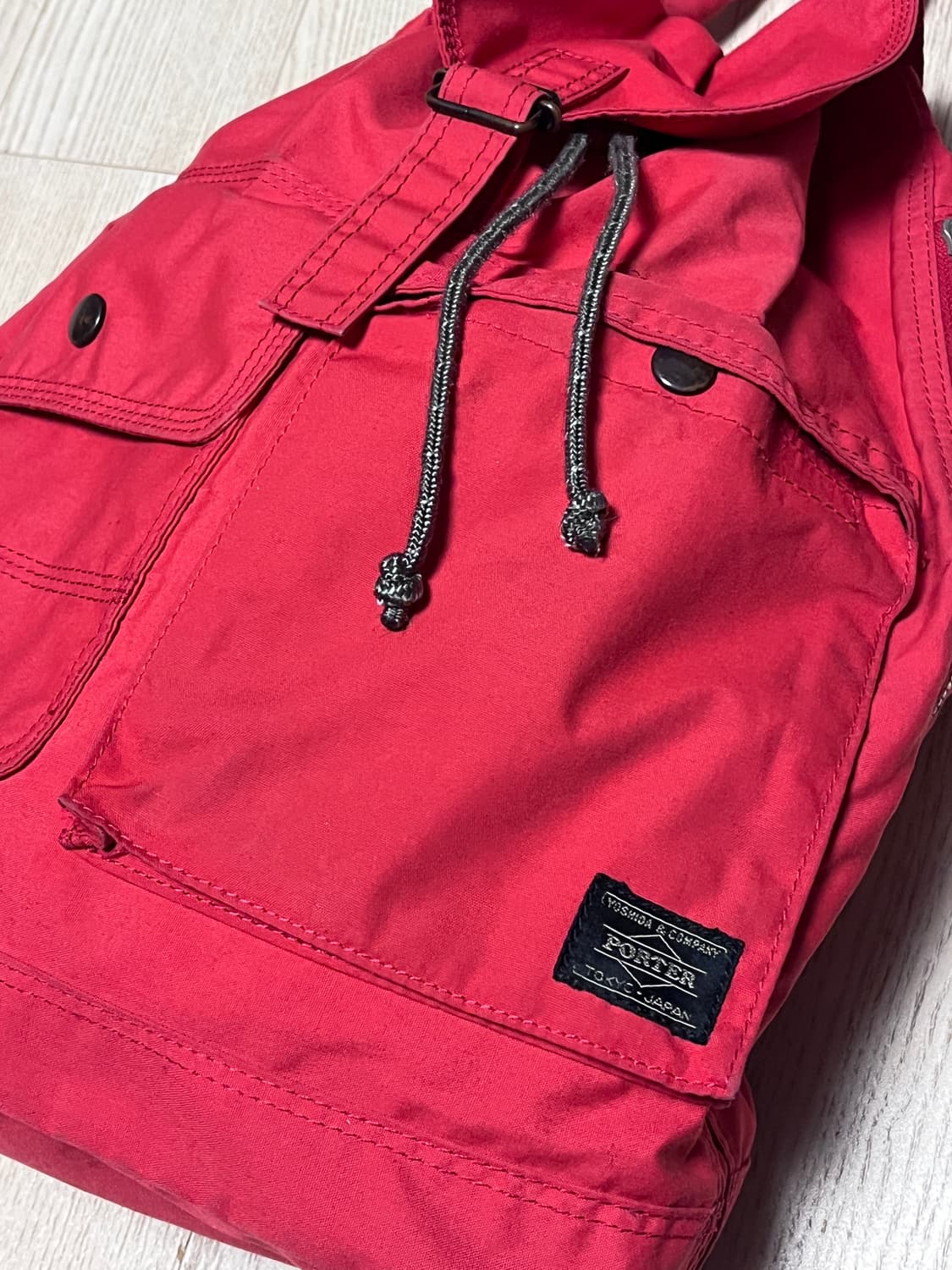포터 빈티지 백팩 럭색 코튼 레드 상품이미지7
