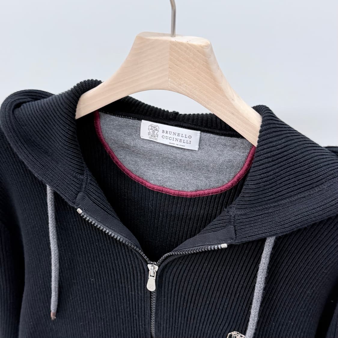 [S급/3XL] 브루넬로 쿠치넬리 니트 후드집업 블랙 상품이미지7