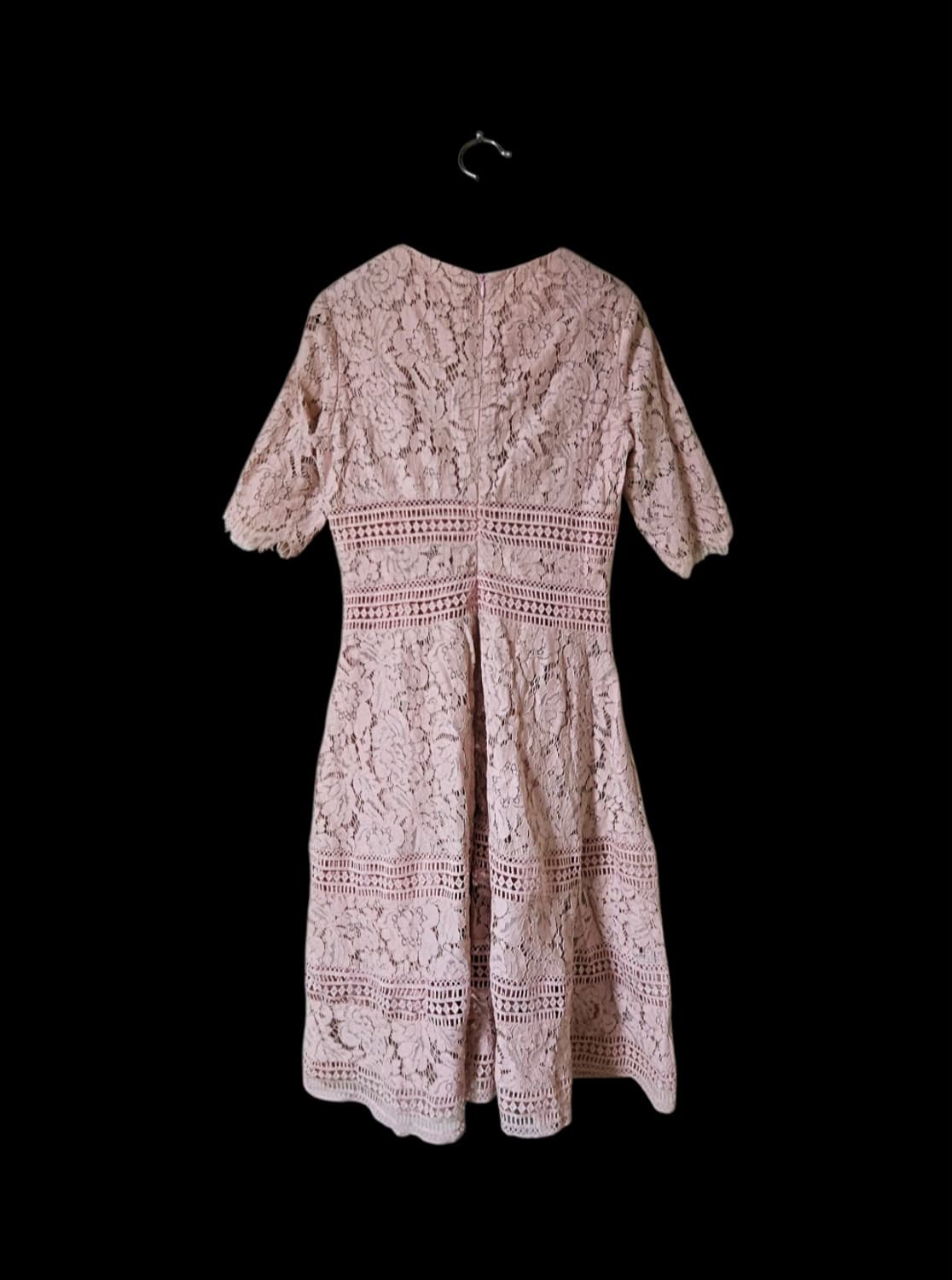 로맨틱 핑크 레이스 자수 브이넥 미디원피스 (반팔) 상품이미지9