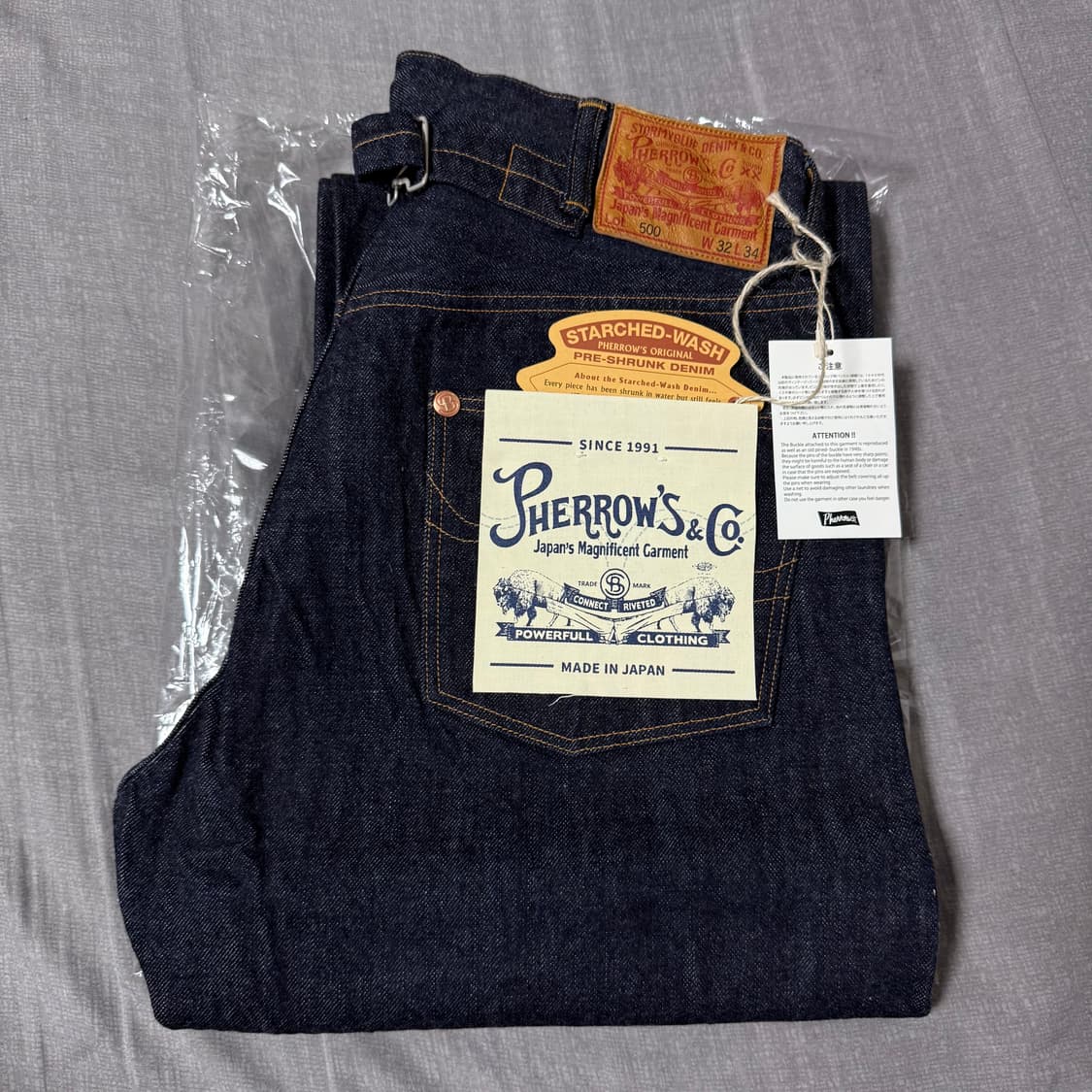 [32, 새상품]페로우즈 PHERROW'S  500SW 원워시 데님팬츠 상품이미지4