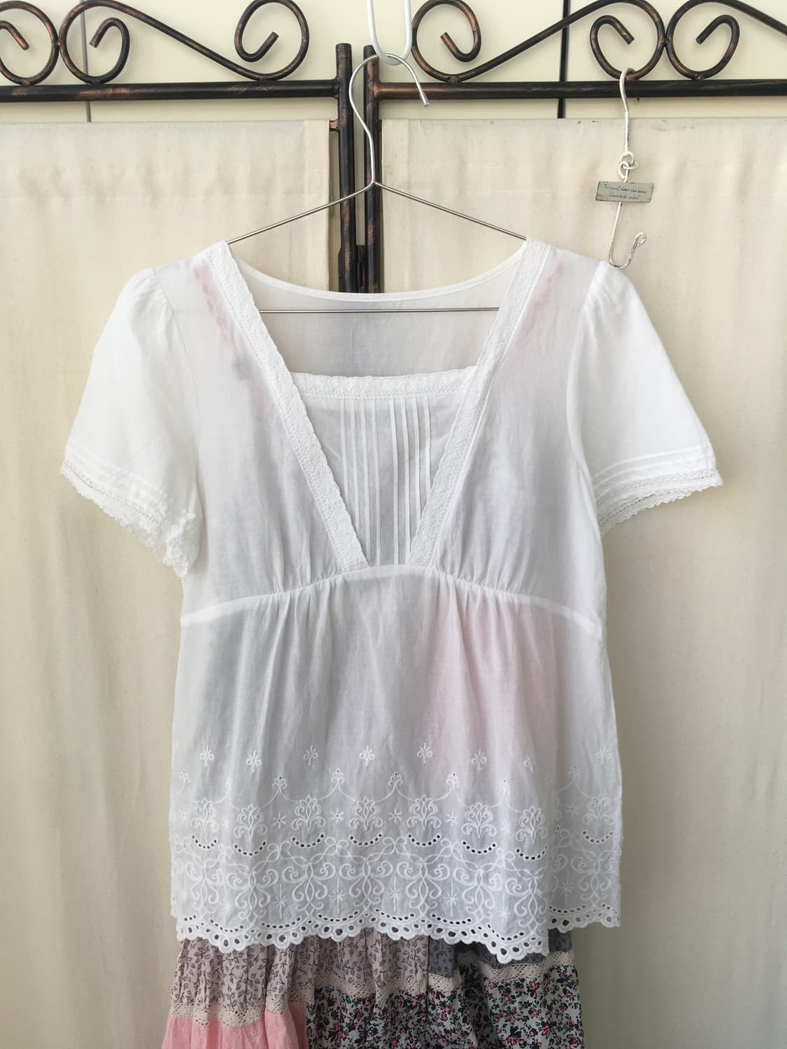 jpn vintage white punching lace blouse 상품이미지7
