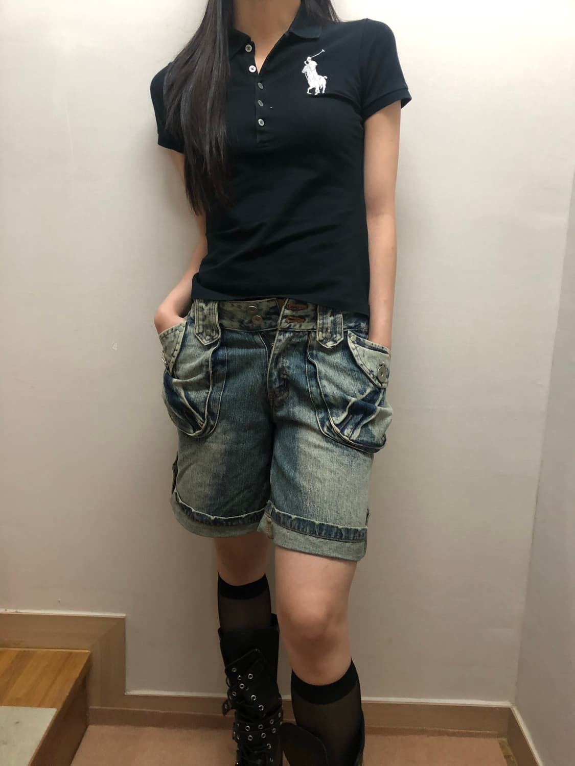 빈티지 폴로 네이비 카라 티셔츠 상품이미지4