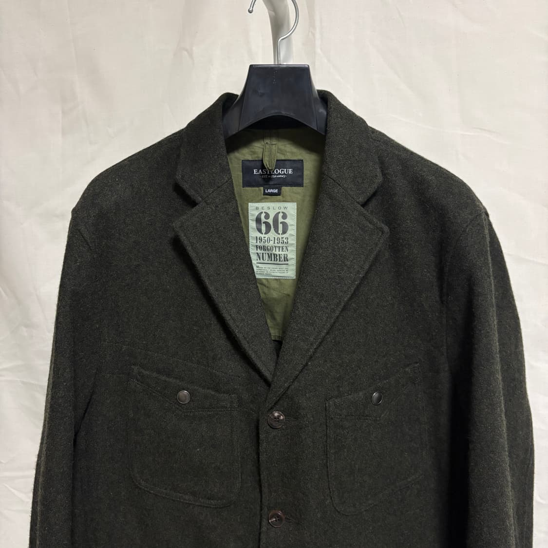 이스트로그 멜톤 울 밀리터리 블레이저 자켓 / 올리브, L 상품이미지2